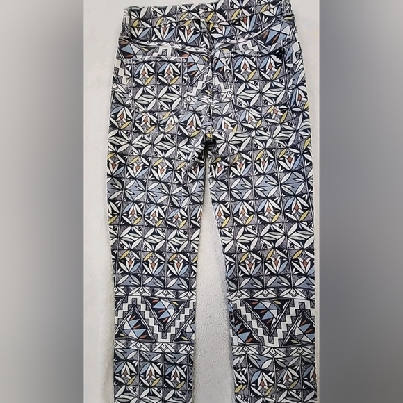 Tory Burch Riviera Blue Geometic Cropped Jeans S25 - Picture 1 of 6